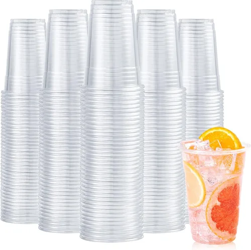Vista 11 de Turbo Bee Paquete de 100 vasos de plástico transparente de 16 onzas, vasos desechables de plástico de cristal para fiesta para café helado, batido