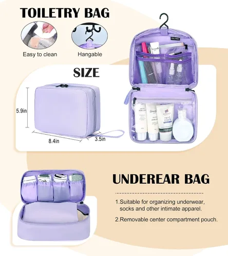 Vista 3 de Cubos de embalaje de compresión para viajes, juego de 8 cubos de embalaje con bolsa de aseo para accesorios de viaje, bolsa organizadora