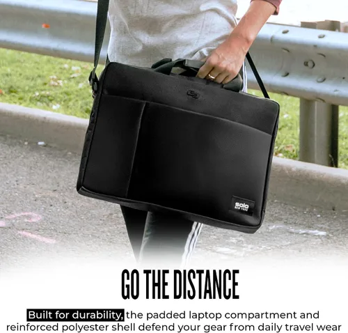 Vista 5 de Solo New York Maletín – Bolsa de transporte para laptop para mujeres y hombres, breve para viajes y trabajo, bolsillo interno para tableta, correa