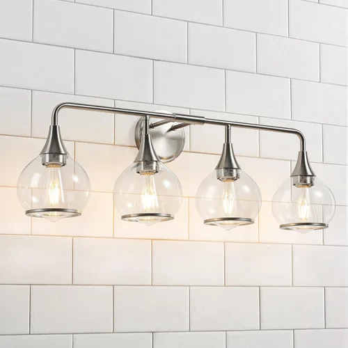 Vista 25 de Accesorios de iluminación de baño en oro cepillado, luces de tocador de 2 luces con pantalla de vidrio esmerilado blanco lechoso, lámpara de tocador