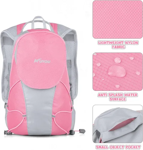 Vista 4 de Mochila de hidratación para niños, mochila de hidratación con vejiga de hidratación de 1.5 L, ligera, aislada, para senderismo, ciclismo, escalada