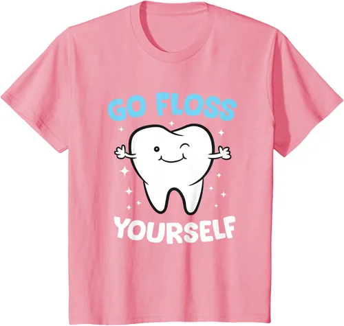 Vista 65 de Camiseta higienista dental, asistente dental, Go Floss Yourself dentista, Negro, S
