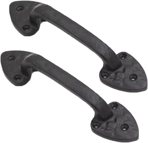 Vista 6 de Tirador Clásico de Puerta – Tirador de Acero Resistente para Portones, Puertas de Granero, Cercas Exteriores, Negro, 7 Pulgadas