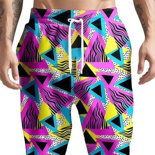Vista 3 de Pantalones deportivos para hombre de los años 80 y 90, divertidos, para correr, con estampado retro, pantalones deportivos casuales con bolsillos