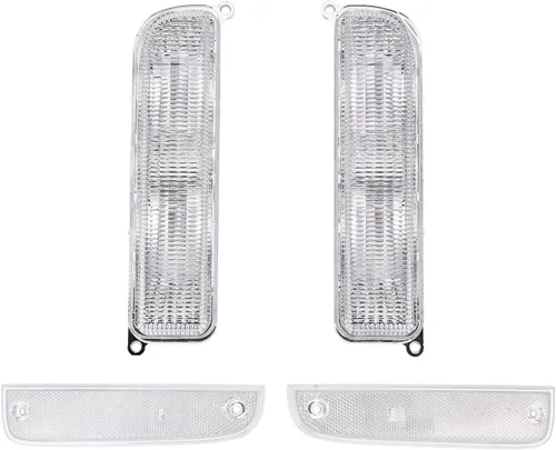 Vista 2 de Juego de luces de señal para Jeep 97-01 XJ - Juego de luces de señal de giro para parachoques de cristal blanco + luces de marca lateral