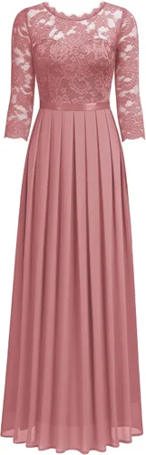 Vista 5 de Miusol Vestido largo formal de dama de honor con encaje floral y manga 34 para mujer