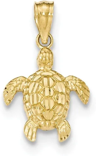 Vista 7 de Collar con colgante de tortuga marina de oro amarillo de 14 quilates con corte de diamante, colgante de pez vida, anfibio, reptil, joyería fina