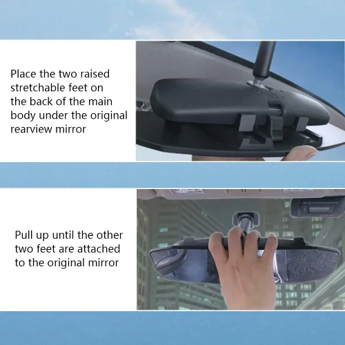Vista 3 de Espejo retrovisor para automóvil, espejo retrovisor convexo de gran angular con clip interior de 12 pulgadas, accesorios para automóvil, espejo