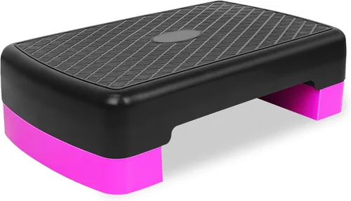 Vista 5 de Plataforma aeróbica de altura ajustable de 4 a 6 pulgadas, equipo de fitness, entrenamiento paso a paso, plataforma de ejercicios con 2 elevadores