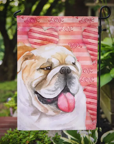 Vista 3 de Caroline's Treasures BB9726GF - Bandera de jardín con diseño de bulldog inglés y amor, bandera roja para buzón, bandera decorativa para patio