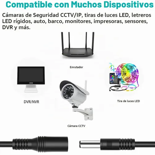 Vista 6 de Paquete de 2 cables de extensión de alimentación CC de 13 pies de 0.217 in x 0.083 in, cable de extensión de 12 V CC, cable de cámara de seguridad