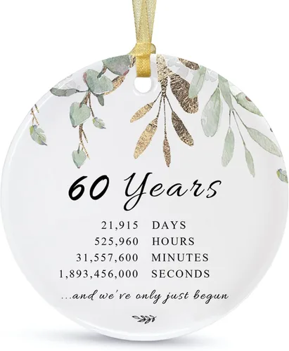 Vista 18 de Adorno de Navidad de aniversario de 10 años 2026, décimo para parejas, adorno de cerámica de diez años casados para decorar bodas en el hogar