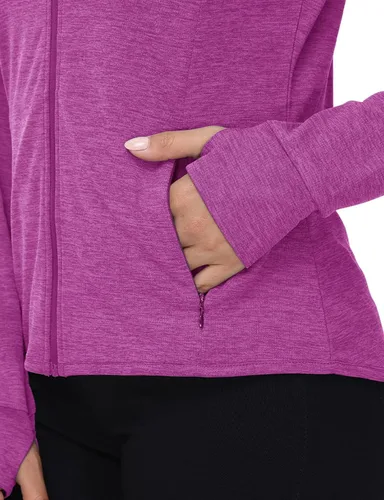 Vista 63 de TBMPOY Chaquetas con capucha y protección solar UPF 50+ para mujer, ligeras, de manga larga, para senderismo, exteriores, con cremallera completa