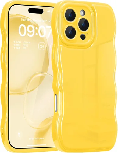 Vista 28 de FABSPARK - Funda para iPhone 11, diseño simple, marco ondulado, estética, silicona suave, color beige