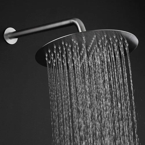 Vista 5 de Voolan Brazo de ducha con brida y cinta de teflón, brazo de extensión de cabezal de ducha para cabezal de ducha fijo de baño, acero inoxidable