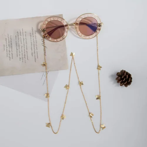 Vista 2 de Soporte de máscara de cadena de gafas de moda con pera y mariposa