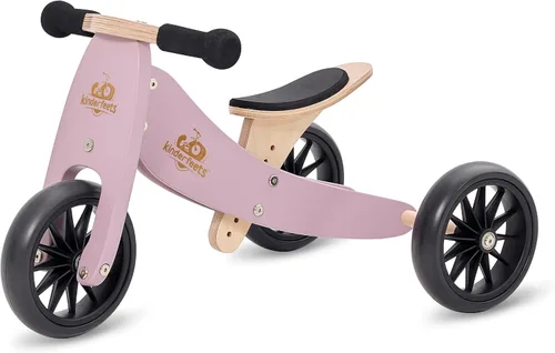 Vista 9 de Kinderfeets Tiny Tot - Bicicleta de equilibrio y triciclo de madera 2 en 1 para niños pequeños de 12 a 24 meses, asiento ajustable, neumáticos a