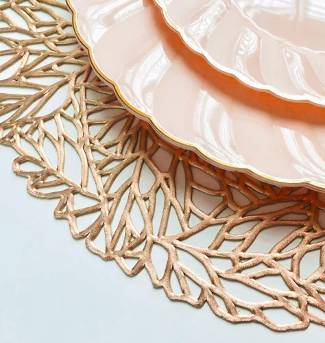 Vista 5 de Occasions: Paquete de 10 manteles individuales metálicos de vinilo prensado/decoración de boda (primavera, oro rosa)