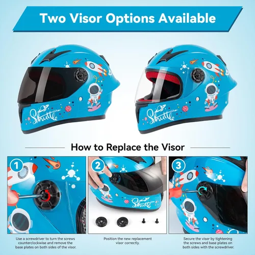 Vista 6 de Casco de motocicleta para niños, casco de cara completa para jóvenes, casco ligero aprobado por DOT para motocross, ATV, todoterreno, cascos