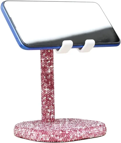 Vista 2 de Soporte de teléfono con cristales brillantes para escritorio, escritorio, soporte para teléfono compatible con todos los teléfonos inteligentes