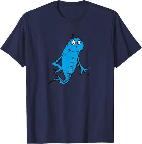 Vista 75 de Dr. Seuss Blue Fish Character - Camiseta con licencia oficial Negro