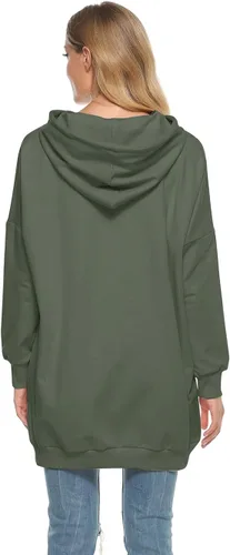 Vista 4 de Famulily Sudadera con capucha extra larga para mujer con bolsillos
