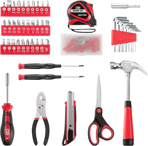 Vista 2 de Prostormer - Kit de herramientas de 93 piezas para reparaciones básicas del hogar con estuche de almacenamiento, pequeño kit de caja de herramientas