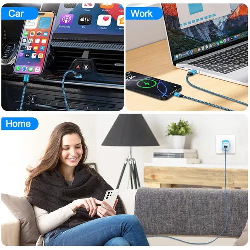 Vista 7 de VIFIGEN Cable Carplay de carga rápida de 3 pies/paquete de 2 para iPhone 17/Air/17 Pro/17 Pro Max/16e/16 Pro/16 Pro Max/16 Plus/16/15/15 Pro/15 Pro