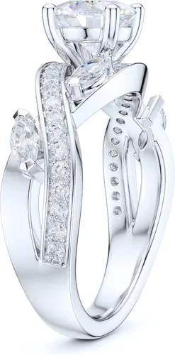 Vista 4 de Sterling Silver Fancy Intersecting Infinity 1CT Simulated Round Brilliant Cut Diamond or Genuine Moissanite Small Marquise Promise Engagement Ring