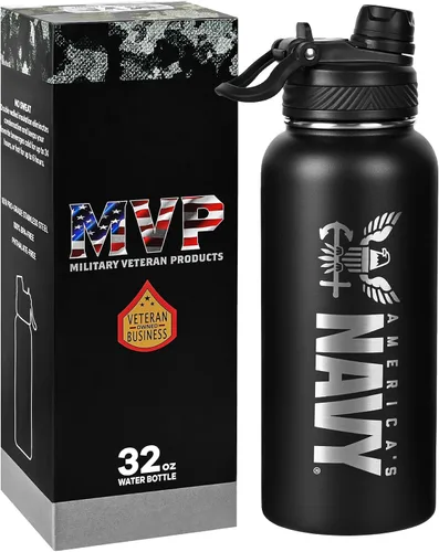 Vista 11 de Military Gift Shop Botella de agua aislada de acero inoxidable de la Fuerza Aérea de 32 onzas con logotipo grabado de la USAF – Regalos de la Fuerza
