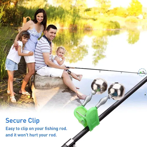 Vista 4 de Campanas de pesca Clips con luz LED Night Sea Fishing Rod Clip de luz LED con campanas gemelas anillo indicador de alarma de mordedura de pesca