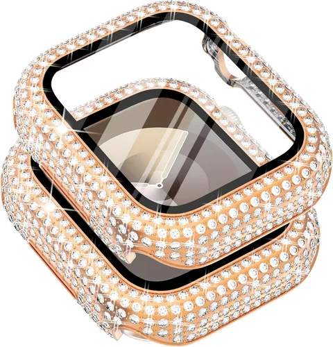 Vista 26 de Surace - Carcasa de 1.49 pulgadas compatible con Apple Watch con protector de pantalla, caja protectora general con diseño de diamantes brillantes