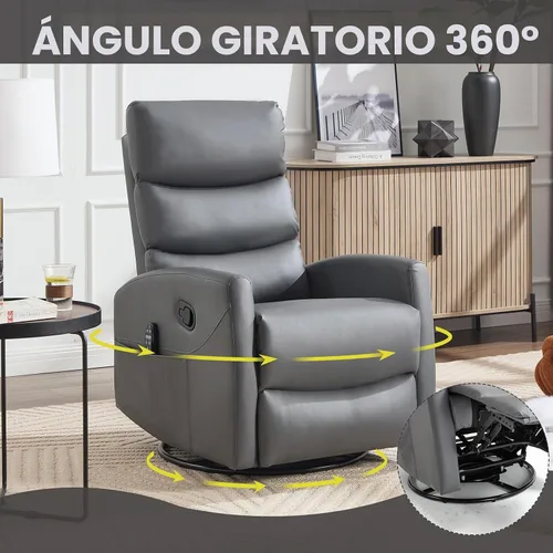 Vista 5 de Silla reclinable manual con masaje vibratorio, reclinable giratorio con control remoto, mecedora con calor lumbar, sillas reclinables con bolsillos