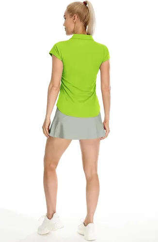 Vista 2 de icyzone Polo de golf con cuello para mujer, camisetas de manga corta para ejercicio de tenis