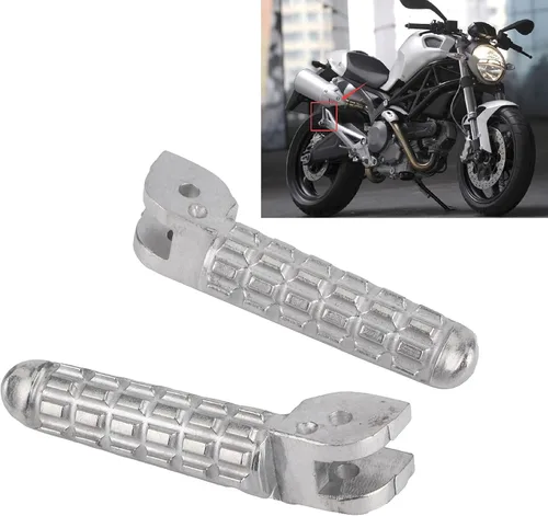 Vista 5 de Aramox Estriberas, Motocicleta Estriberas Traseras Reposapiés Modificado Accesorio Plata Ajuste para 696/796 2009-2013