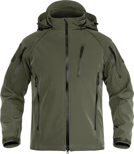 Vista 14 de TACVASEN Chaqueta con capucha Softshell Tactical impermeable con forro Negro