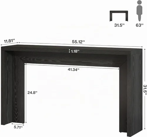 Vista 2 de Tribesigns Mesa consola de granja, mesa de sofá de madera de 55 pulgadas con almacenamiento para entrada, vestíbulo, pasillo, sala de estar, fácil