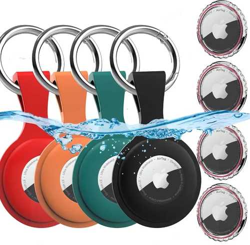 Vista 8 de 4 Pack AirTag Holder for 2nd Gen (2026) & 1st Gen, AirTag case with Anti-Lost Keychain