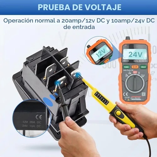 Vista 3 de Anina Juego de 6 interruptores basculantes de 4 pines SPST 20A/12V 10A/24V con calcomanía de brillo nocturno, luz LED azul, impermeable, interruptor
