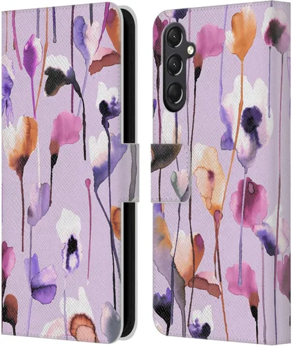 Vista 42 de Head Case Designs Officially Licensed Ninola Abstract Poppies Lilac Floral Leather Wallet Case Compatible with Samsung Galaxy A07 4G