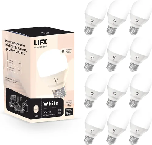 Vista 2 de [Usado] LIFX - Bombilla LED inteligente WiFi blanca A19, regulable, no requiere concentrador, funciona con Alexa y Apple Home Kit, Hey Google, 2700K