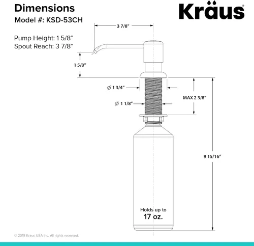 Vista 5 de Kraus Boden - Dispensador de jabón para fregadero de cocina en cromo