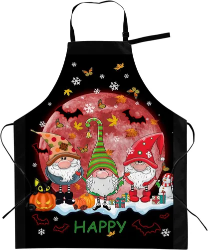 Vista 7 de Delantales de gnomos de Navidad de Acción de Gracias de Halloween, delantal de gnomos de Feliz Hallothank