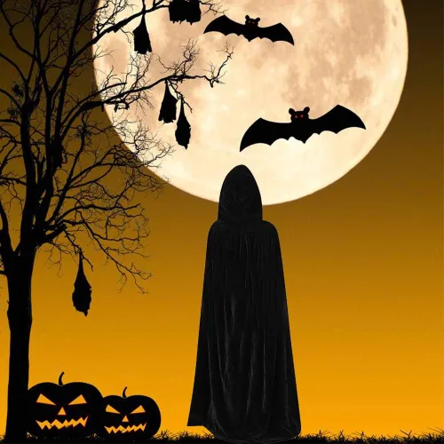 Vista 4 de QBSM Capa con capucha para niños disfraz de bruja de Halloween capa de cosplay de vampiro de 3 a 16 años