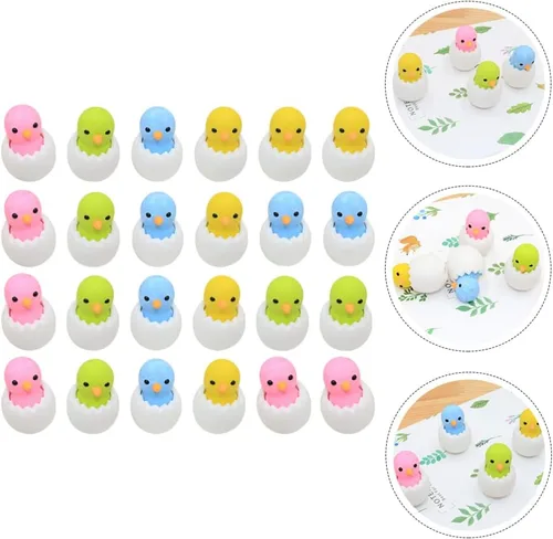 Vista 2 de NUOBESTY 24 borradores de Pascua para pollitos de Pascua, borradores en forma de pollito 3D, borradores de goma de Pascua para primavera, fiesta