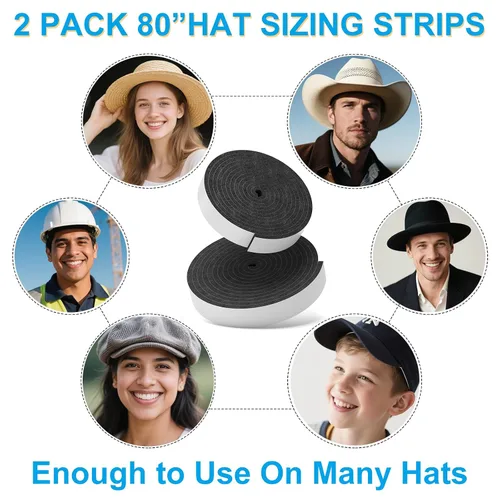 Vista 4 de Paquete de 2 rollos de cinta reductora de tamaño de sombrero de 80 pulgadas, insertos de sombrero para hacer un ajuste cómodo, inserto reductor