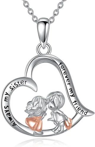 Vista 18 de CRMAD Regalos para hermanas de hermano para hermana, collar de plata de ley, joyería para regalos de cumpleaños y Navidad