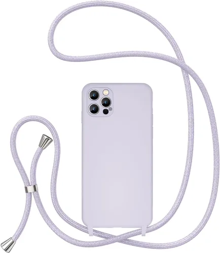 Vista 14 de UEEBAI Funda de teléfono con cordón cruzado para iPhone 14 de 6.1 pulgadas, funda de silicona con correa ajustable para collar, correa suave