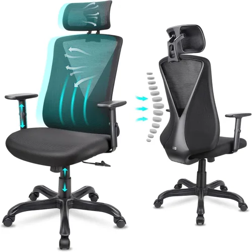 Vista 7 de Ergonomic Office Chair with Adjustable Headrest and Armrest, Mesh Swivel Desk Chair with Lumbar Support and Storage Pocket Work Chair 250lb Capacity