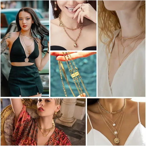 Vista 7 de Kcctoo Cierre de capas para collar, separadores de joyas, oro y plata, cierre magnético de collar múltiple para mujer con aspecto en capas